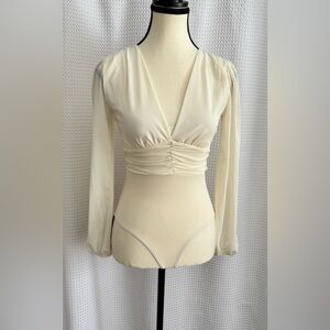 Forever 21 long sleeve cream bodysuit size small NWOT